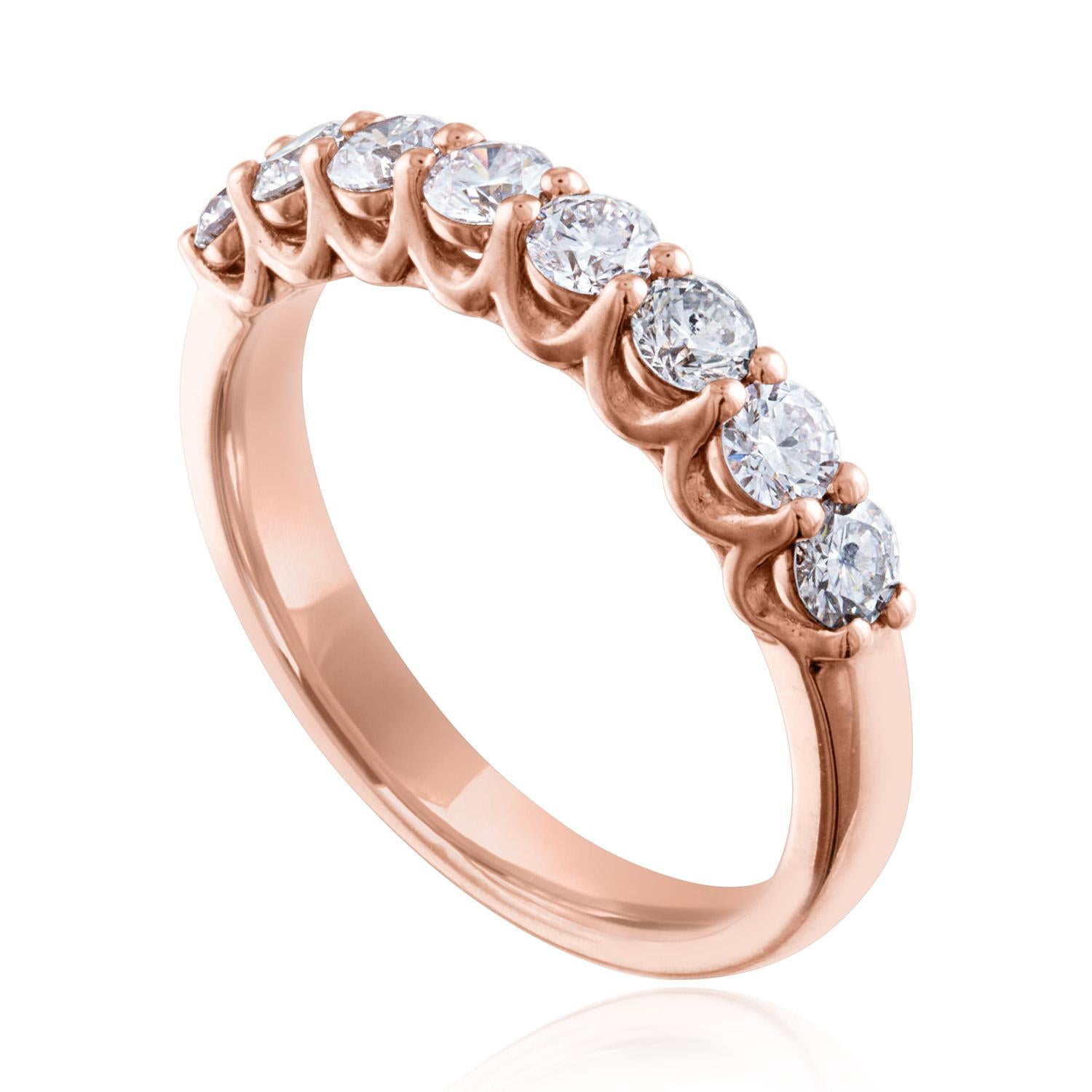 Very Beautiful Half Diamond Band Ring
The ring is 14K Rose Gold
There are 8 Round Cut Diamonds prong set
There are 0.80 Carats In Diamonds G SI2/I1
The ring is a size 6.5, sizable.
The ring weighs 3.2 grams.