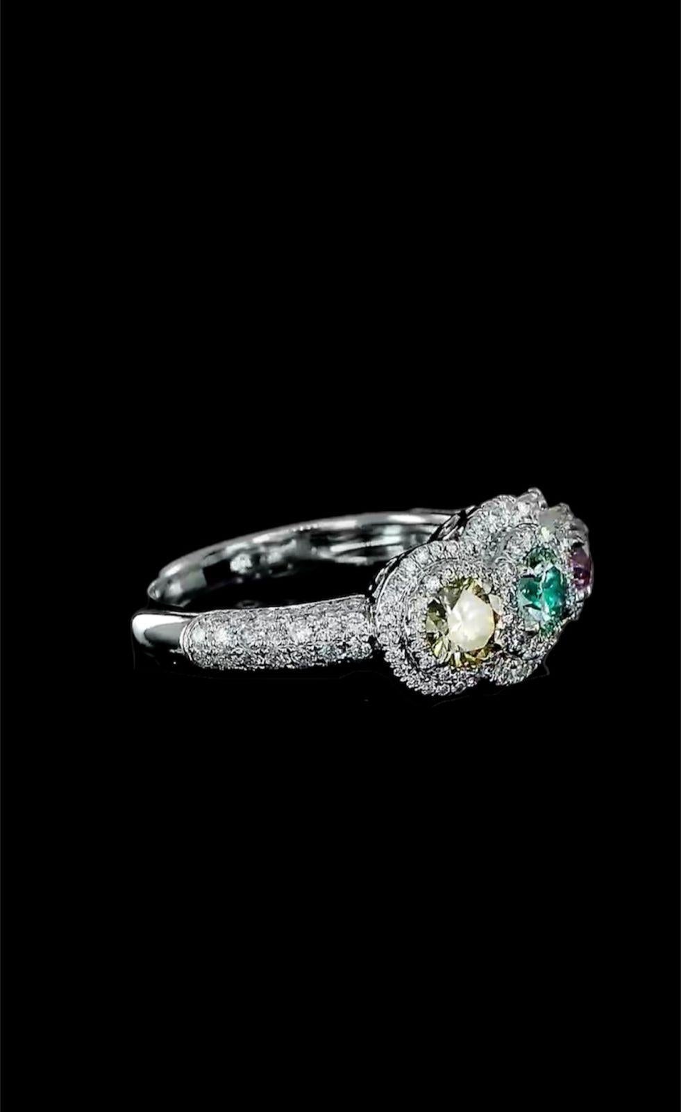 Women's or Men's GIA & IGI Certified 0.93 Carat Diamond Cocktail Ring For Sale