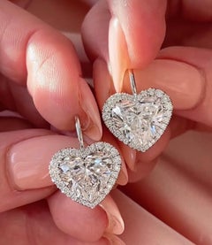 GIA/IGI Certified 10.00 Carats Diamonds 18K Gold Earrings