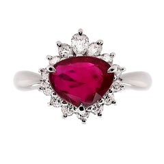 GIA & IGI Certified 1.34ct Thai Ruby 0.34ct Natural Diamonds Platinum Ring