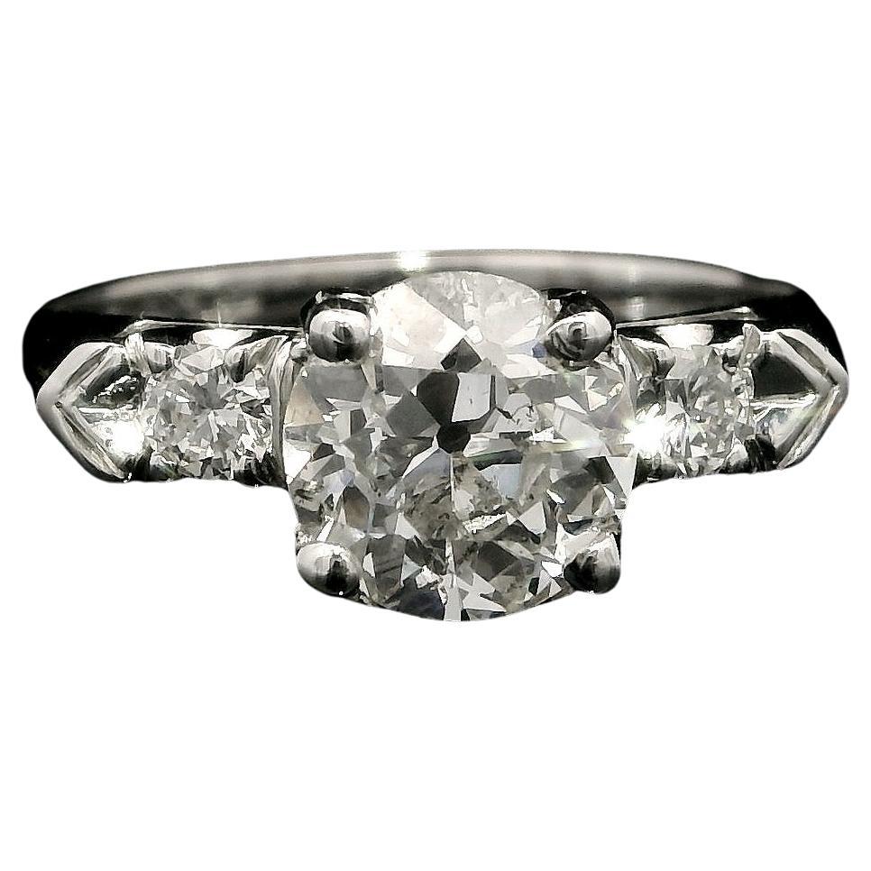 GIA & IGI Certified Old European Diamond Engagement Ring For Sale