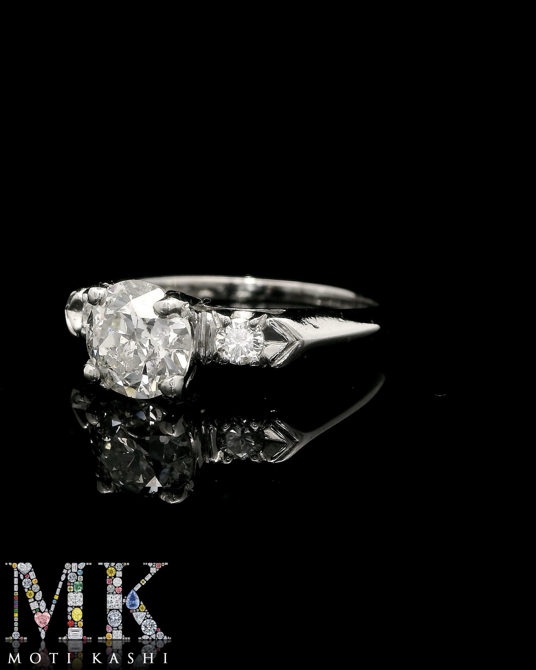 GIA & IGI Certified Old European Diamond Engagement Ring For Sale 4