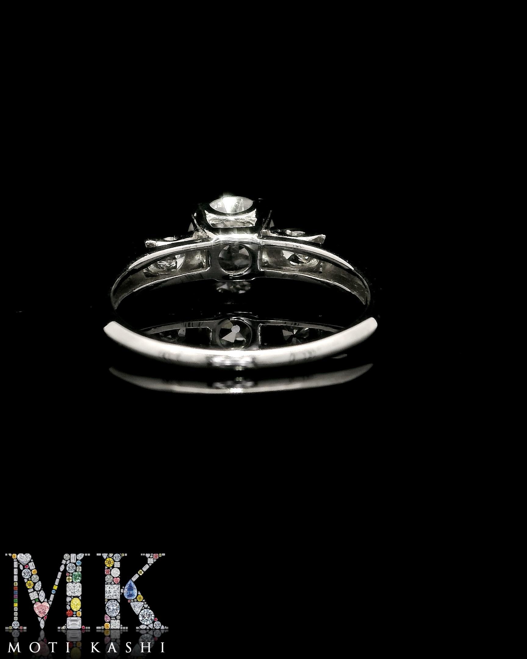 GIA & IGI Certified Old European Diamond Engagement Ring For Sale 1