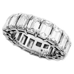 Emerald Cut 9 Carat Diamond Platinum Eternity Band Ring With GIA Inscriptions   