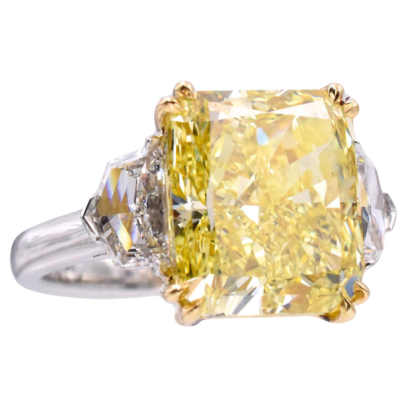 GIA Intense Fancy Yellow Radiant Diamond Ring