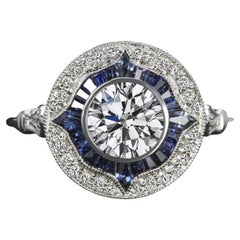 GIA Internally Flawless Round Diamond Blue Sapphire Ring