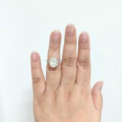 GIA J VVS2 White Diamond Oval Solitaire Ring in 18K White Gold