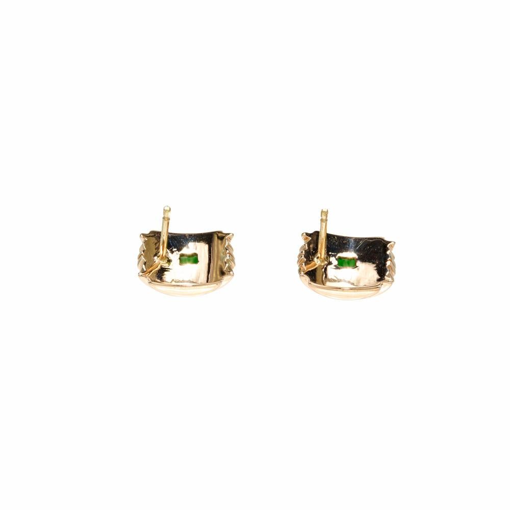 GIA Jadeite jade Rose Gold Domed Earrings  For Sale 2