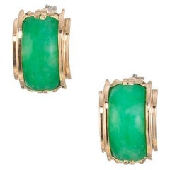 GIA Jadeite jade Rose Gold Domed Earrings 