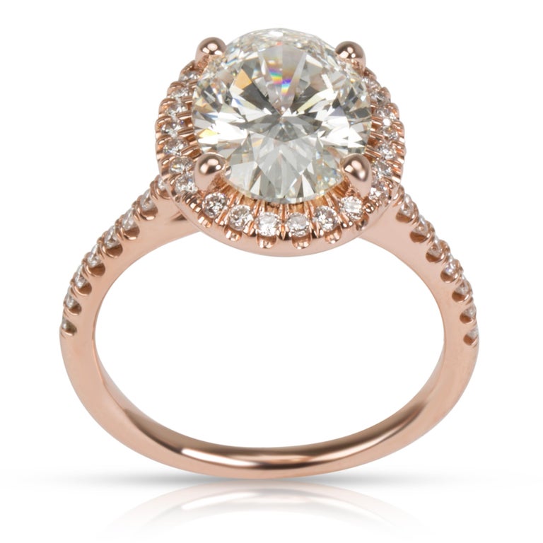 GIA James Allen Oval Diamond Halo Ring 14 Karat Rose Gold K VS2 2.74