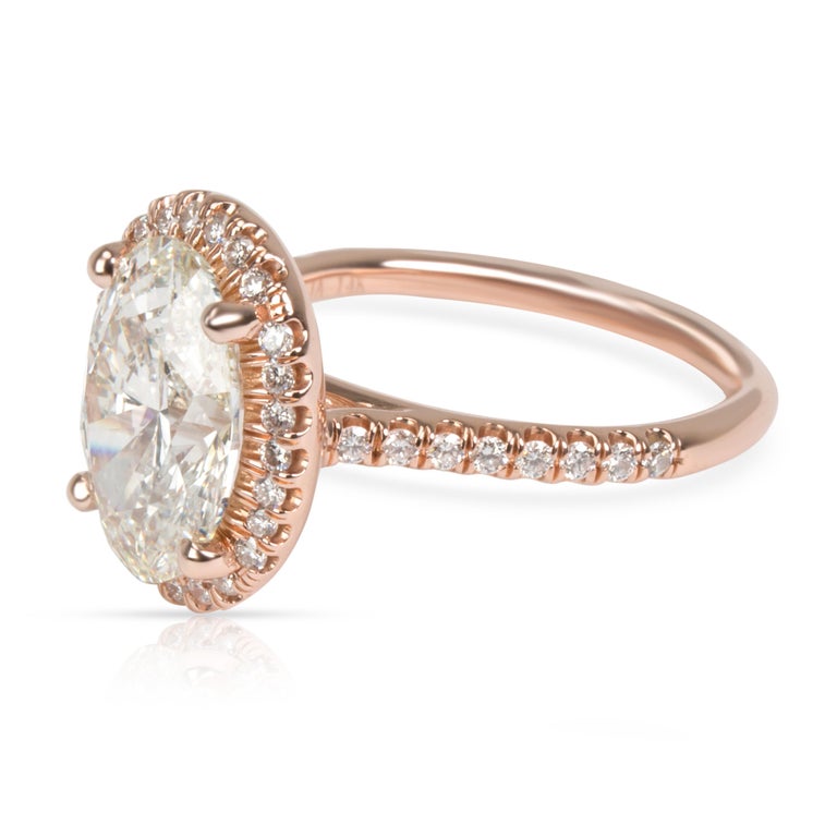 GIA James Allen Oval Diamond Halo Ring 14 Karat Rose Gold K VS2 2.74