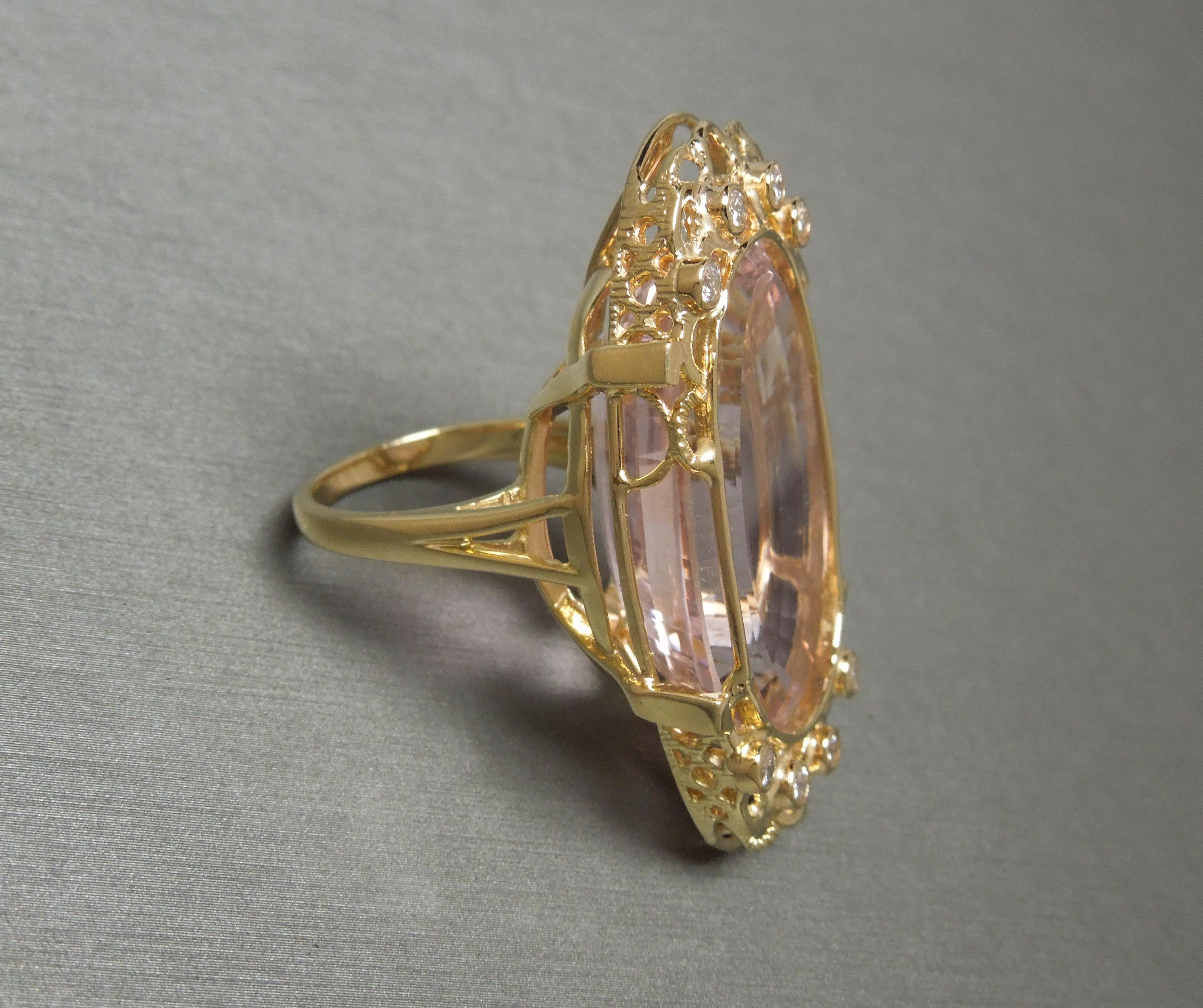 52 carat G.I.A. Certified Pink Kunzite Solitaire Ring In Excellent Condition For Sale In METAIRIE, LA