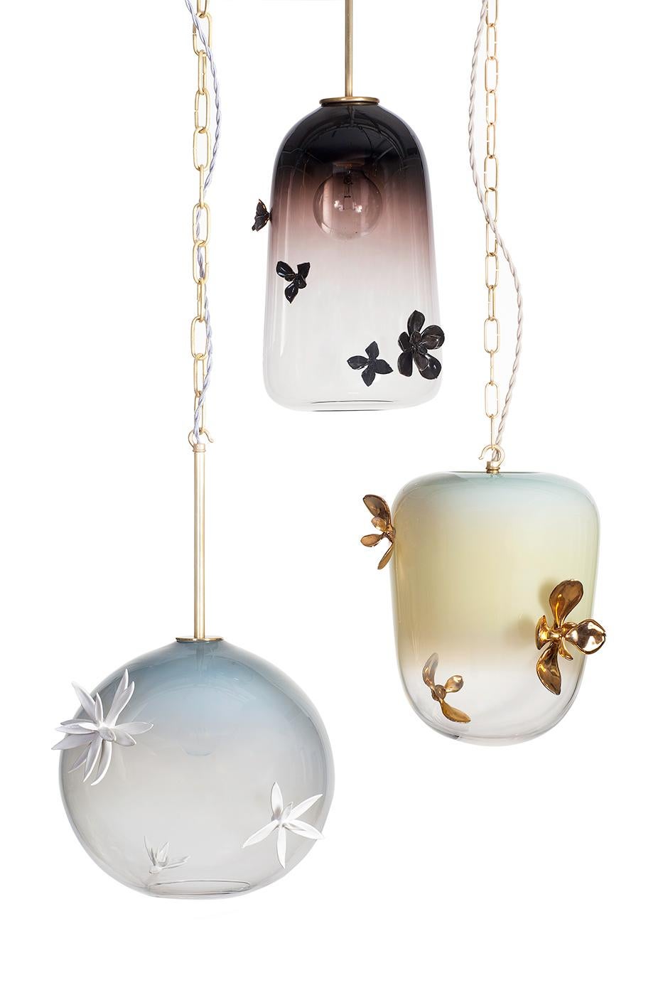 GIA Laternen-Anhänger: Amethyst und klares Ombre-Glas von Avram Rusu STUDIO (Moderne) im Angebot