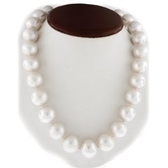 Gia Large South Sea 15-17.42mm Pearl Strand 18k Gold Diamond Ball Screw Clasp