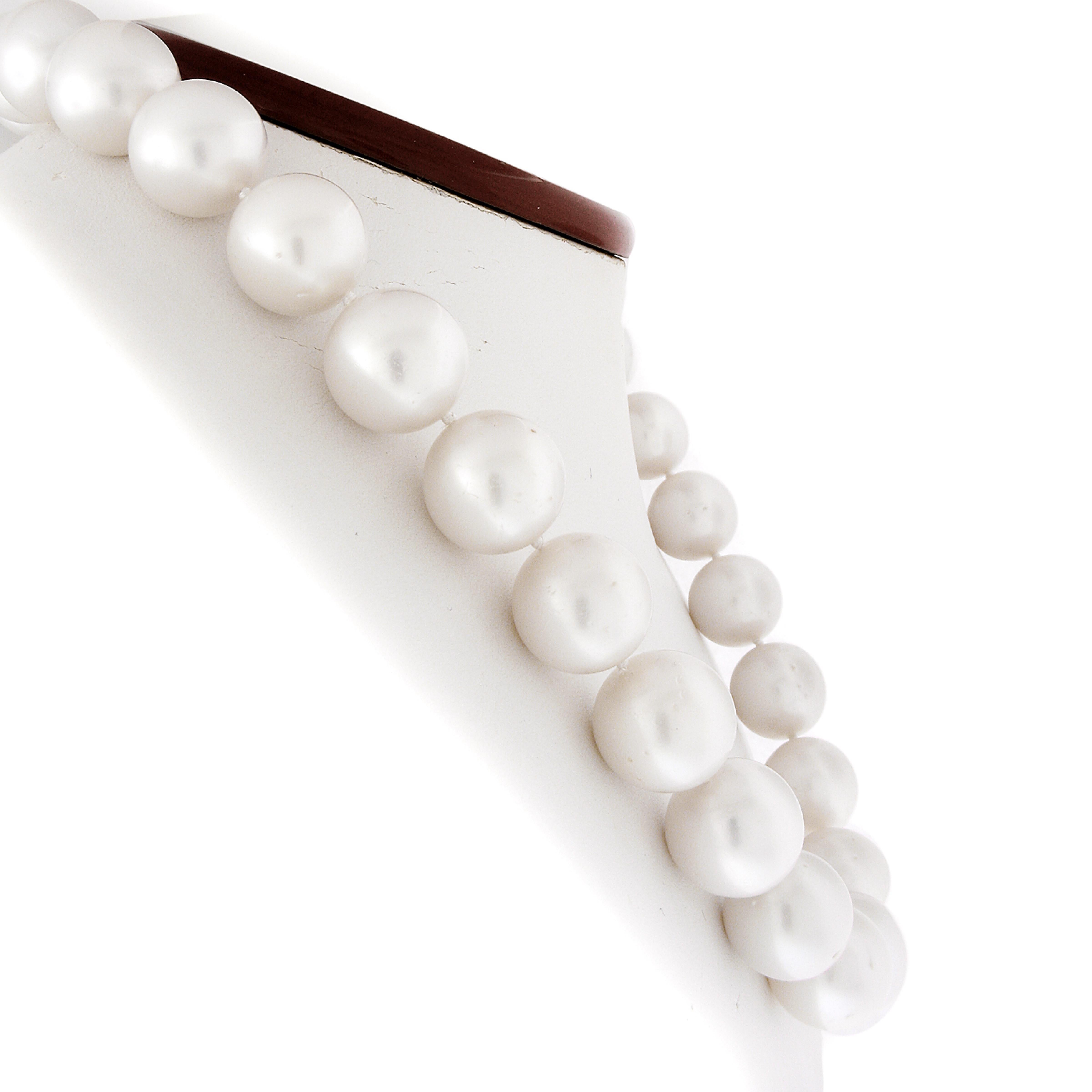 Round Cut Gia Large South Sea 15-17.42mm Pearl Strand 18k Gold Diamond Ball Screw Clasp For Sale