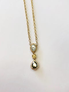 GIA Light Green Diamond and Fancy Deep Grayish Yellowish Green Diamond Necklace