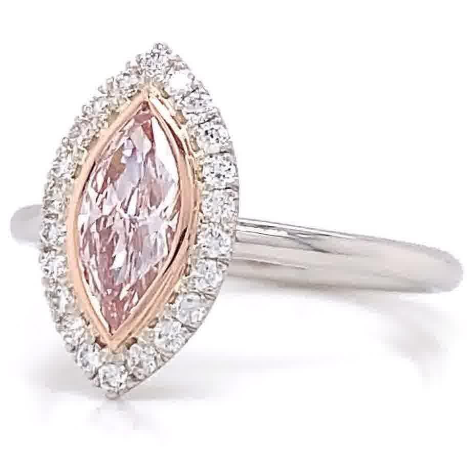 Women's GIA Light Pink Marquise Cut Diamond Platinum Engagement Ring