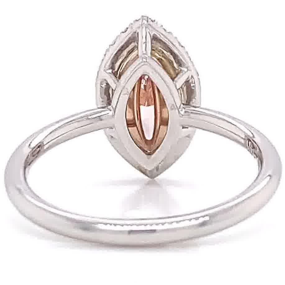 GIA Light Pink Marquise Cut Diamond Platinum Engagement Ring 2