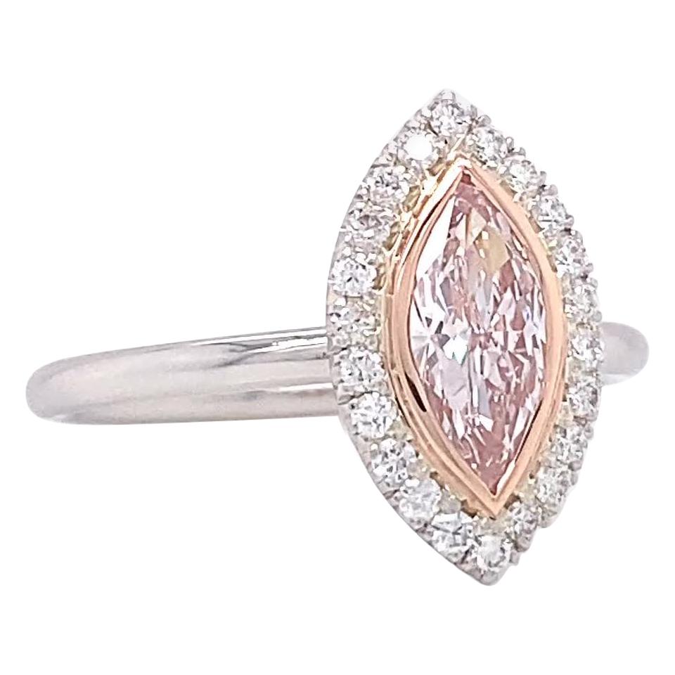 GIA Light Pink Marquise Cut Diamond Platinum Engagement Ring