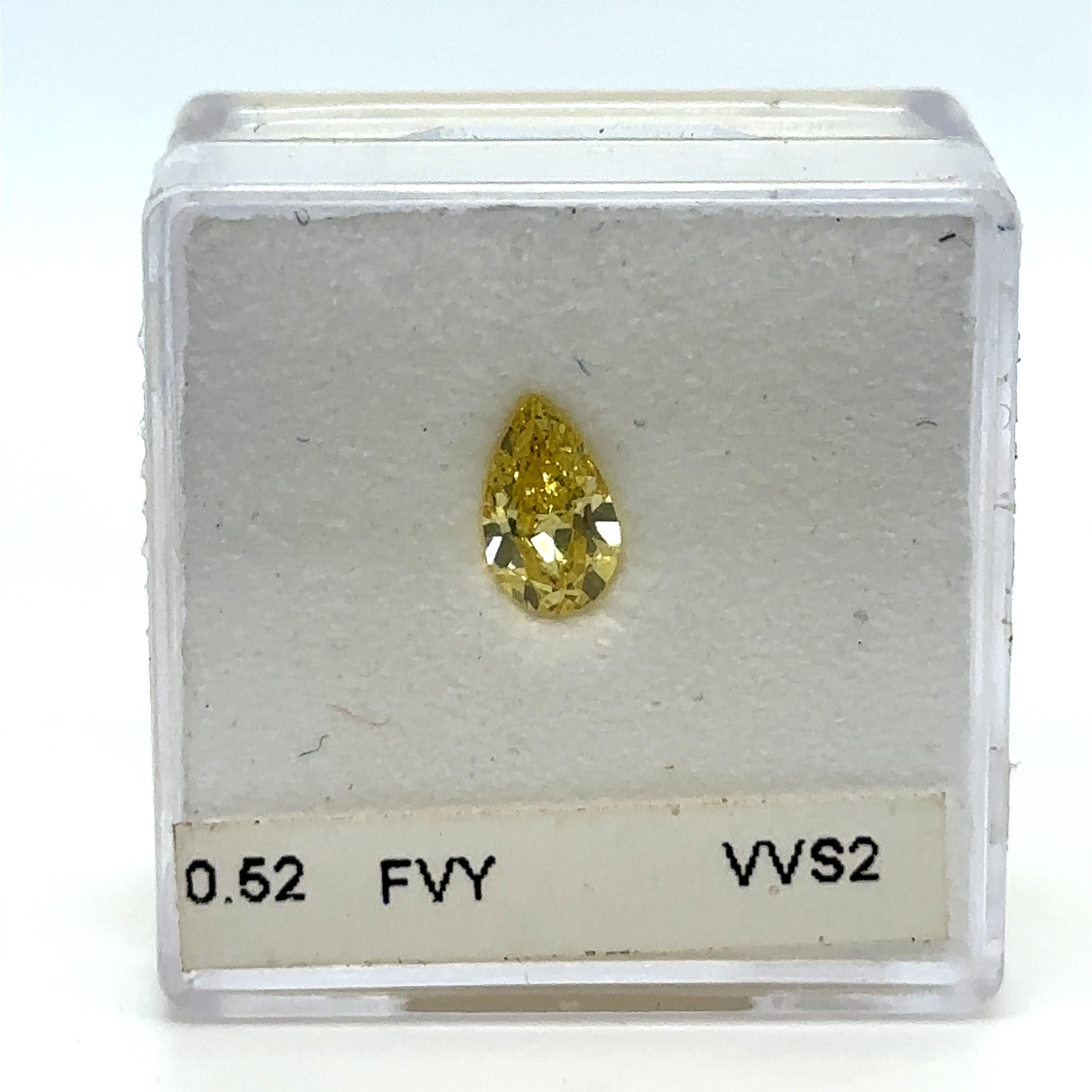 GIA Loose Natural Fancy Vivid Yellow Diamond 0.52ct For Sale 1
