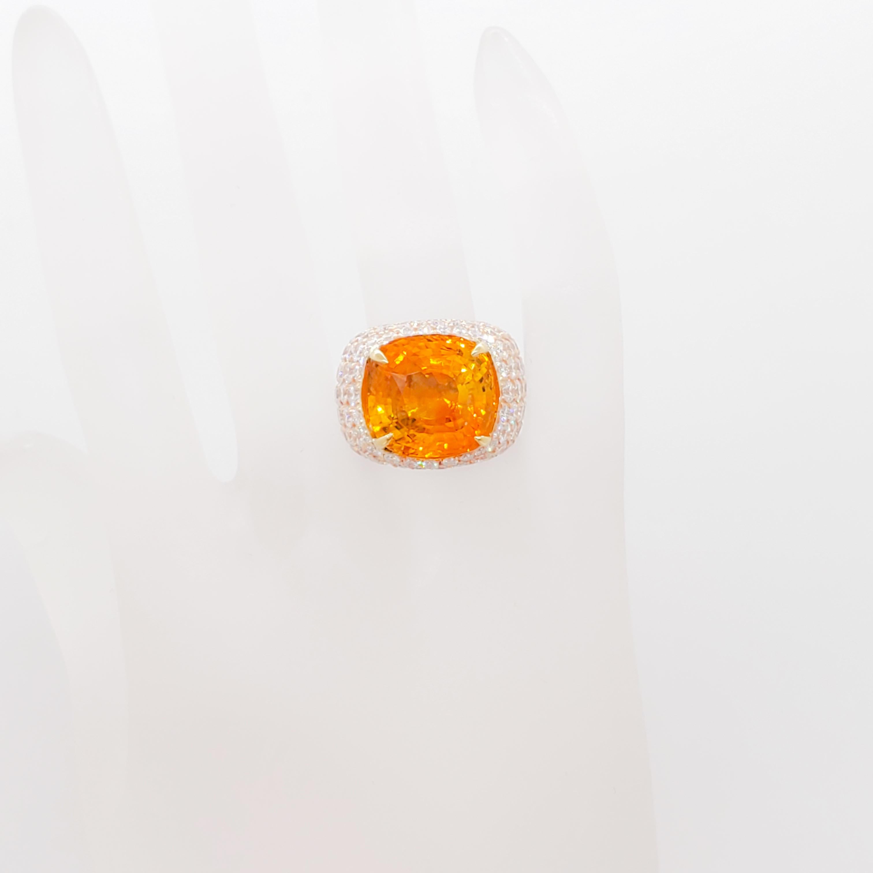 Women's or Men's GIA Lugano Orange Sapphire and Diamond Cocktail Ring in 18k Rose Gold