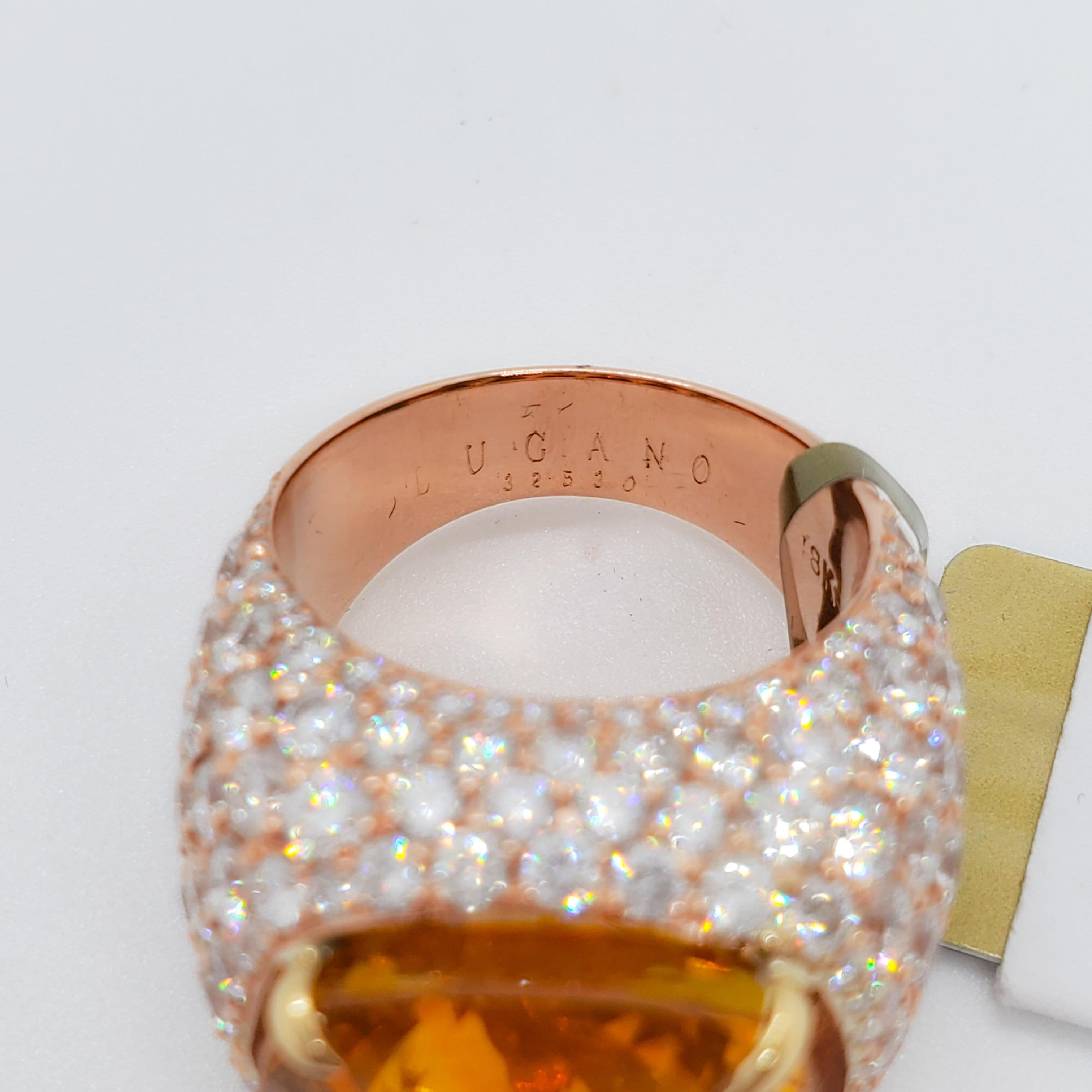 GIA Lugano Orange Sapphire and Diamond Cocktail Ring in 18k Rose Gold 1