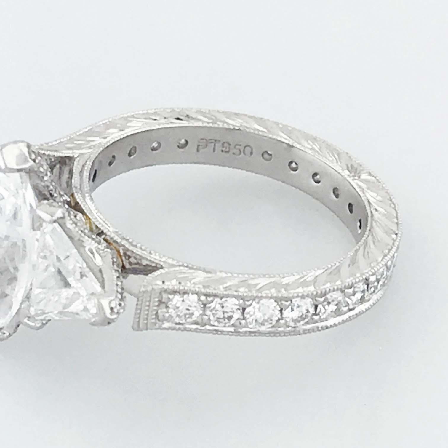 Artisan GIA Marquise and Trillion 3.50 Diamond Custom Platinum Three-Stone Ring For Sale