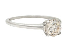 GIA Midcentury 1.07 Carats Diamond Platinum Solitaire Engagement Ring