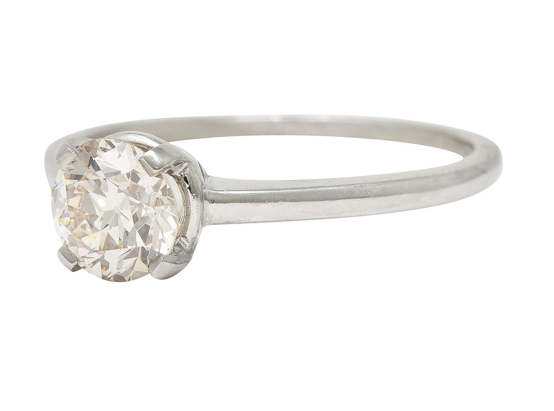 GIA Mid-Century 1.07 Carats Diamond Platinum Solitaire Engagement Ring  en vente 1