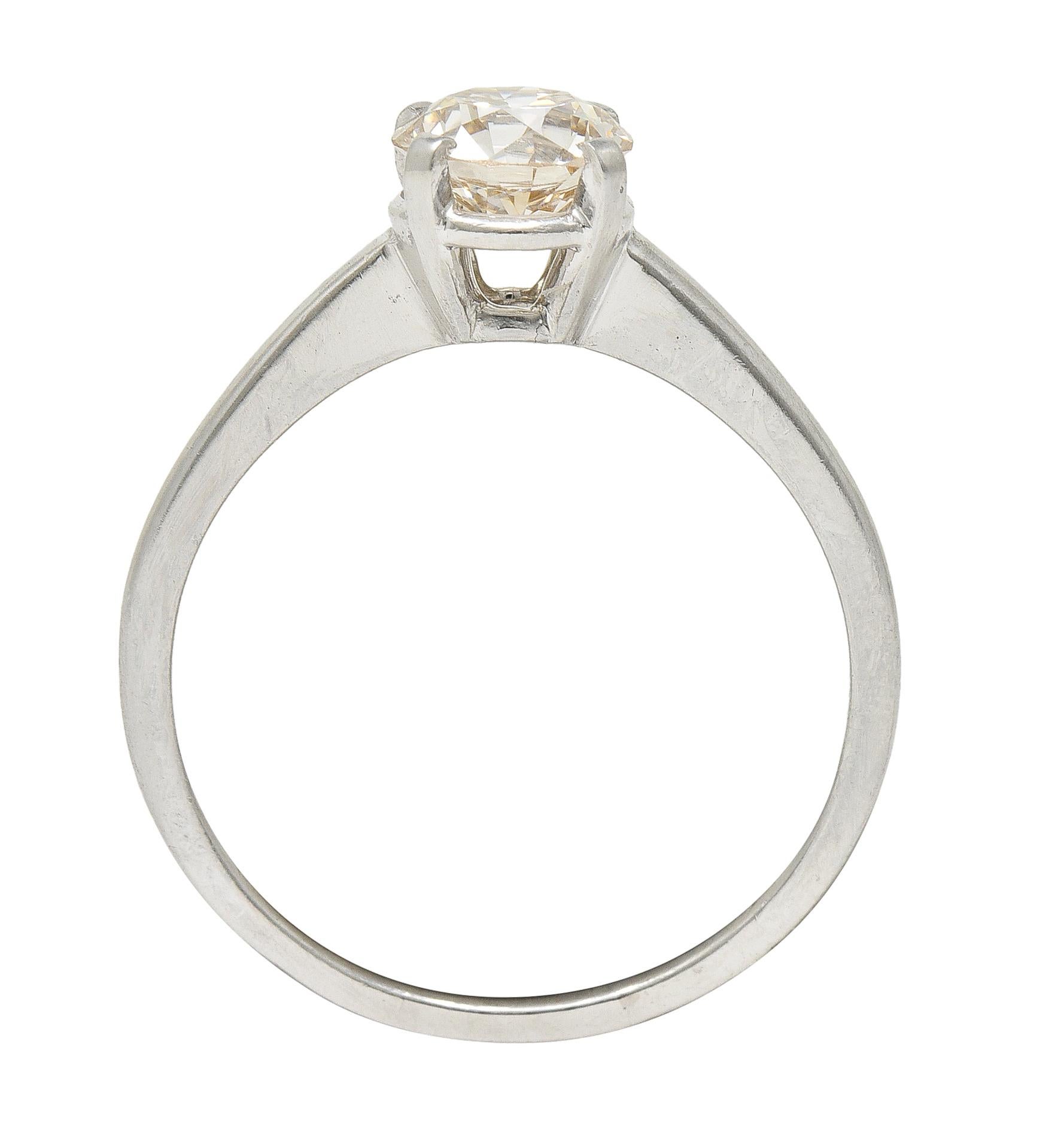 GIA Mid-Century 1.07 Carats Diamond Platinum Solitaire Engagement Ring  en vente 3