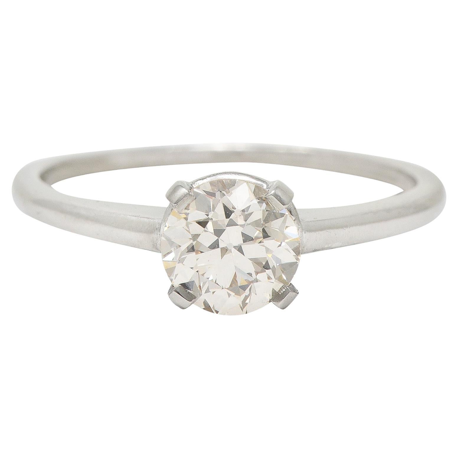 GIA Mid-Century 1.07 Carats Diamond Platinum Solitaire Engagement Ring  en vente
