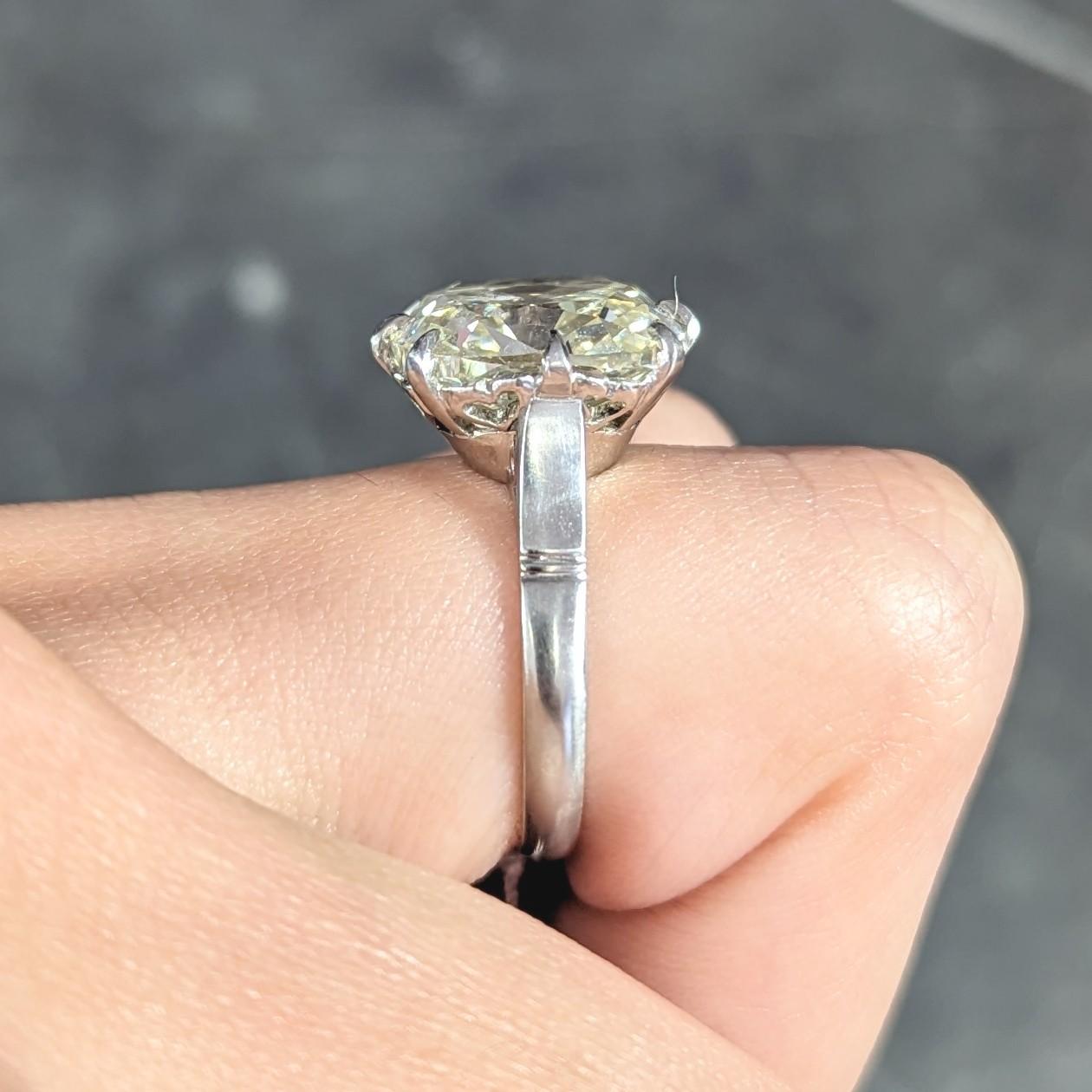 GIA Midcentury 7.70 Ctw Old Mine Cut Diamond Platinum Engagement Ring 10