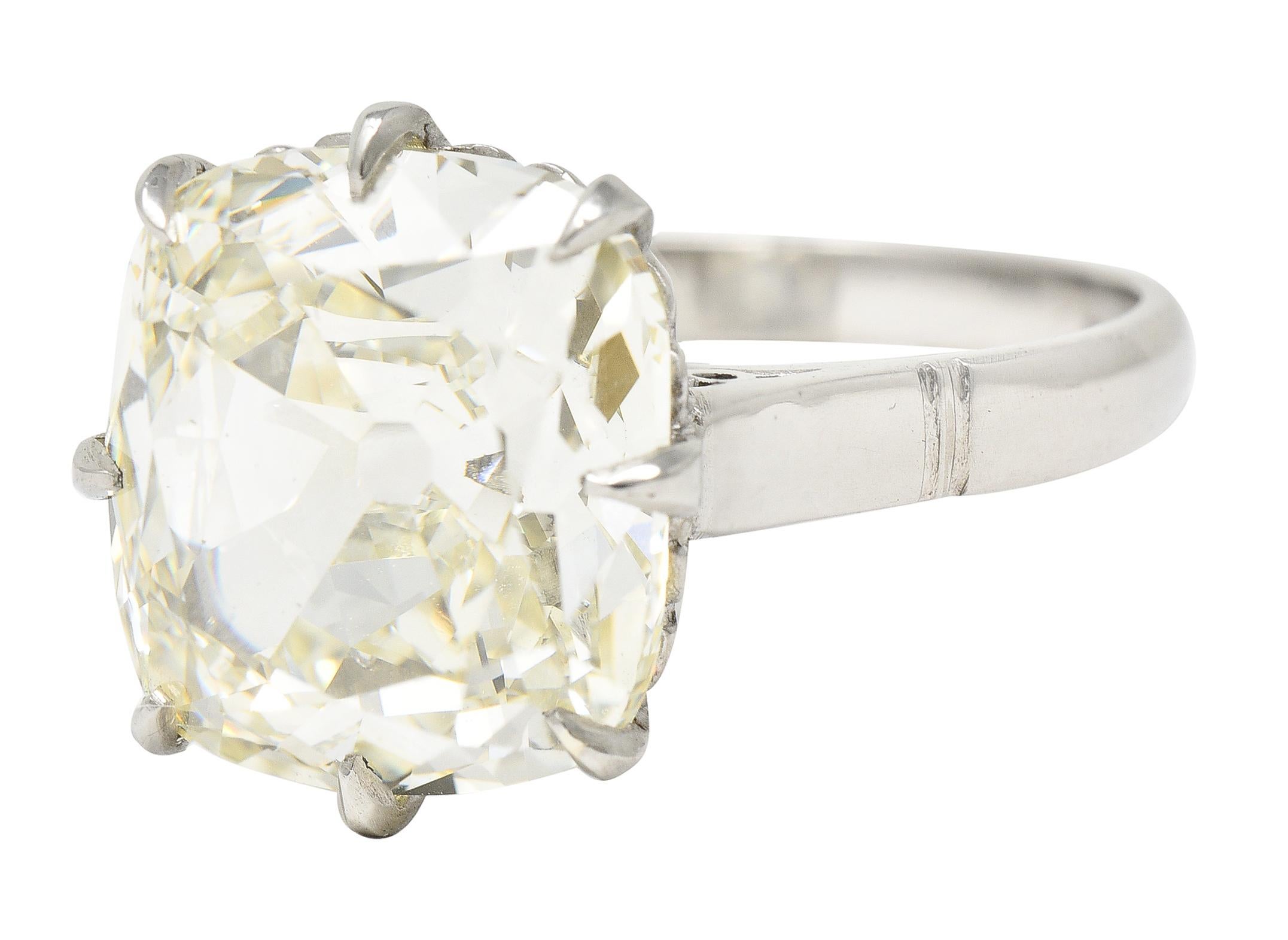 GIA Midcentury 7.70 Ctw Old Mine Cut Diamond Platinum Engagement Ring 2
