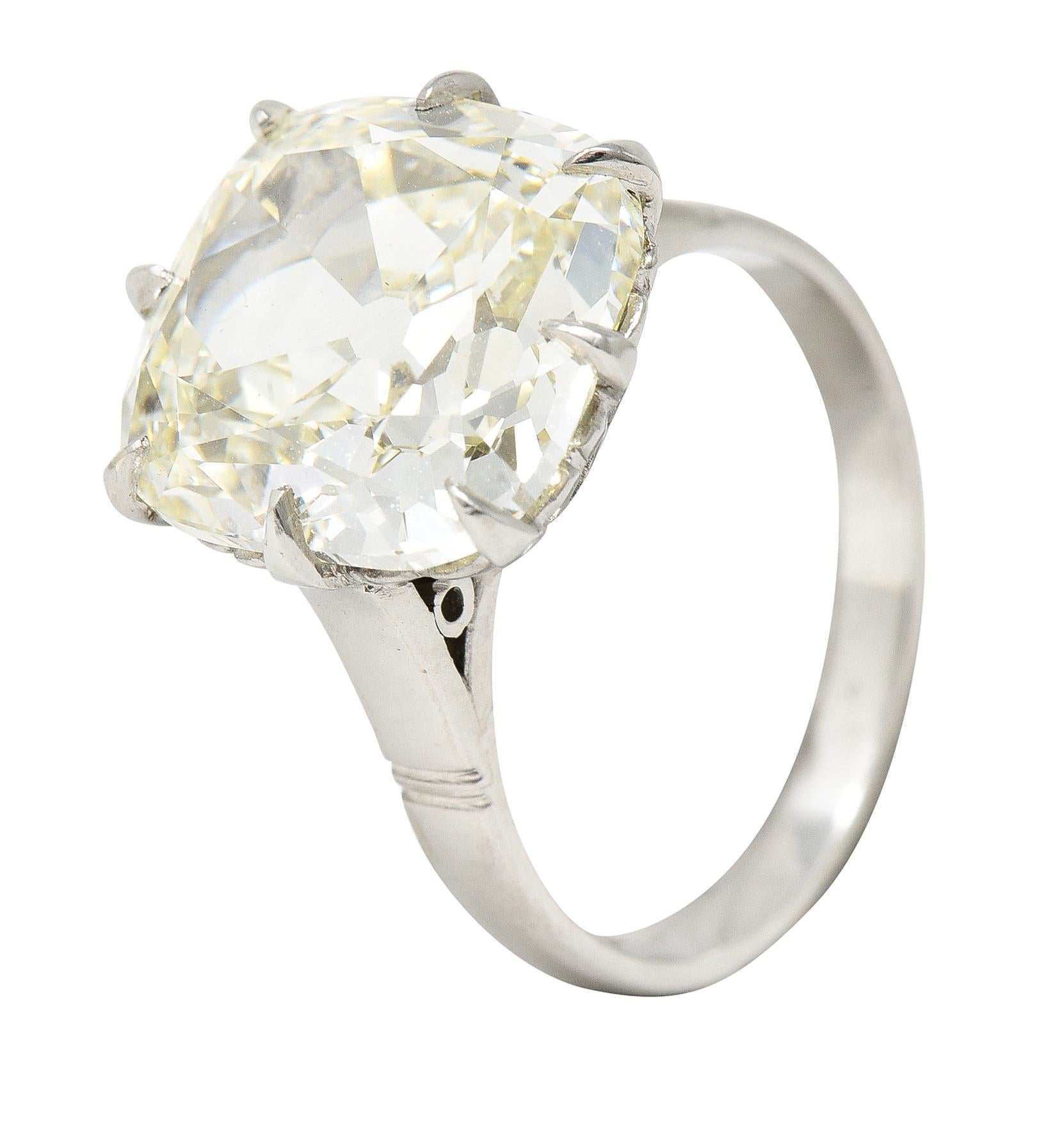 GIA Midcentury 7.70 Ctw Old Mine Cut Diamond Platinum Engagement Ring 4