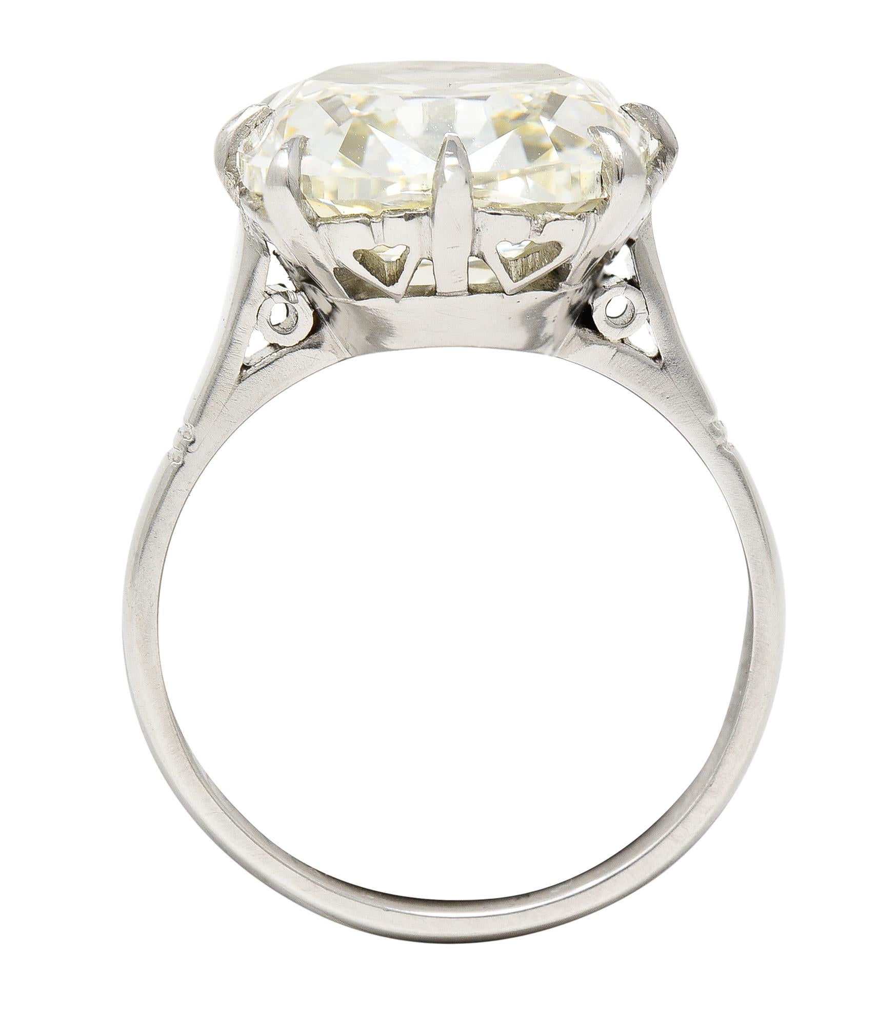 GIA Midcentury 7.70 Ctw Old Mine Cut Diamond Platinum Engagement Ring 5