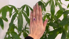 GIA Mozambique Ruby Diamond 18 Karat White Gold Cluster Ring