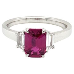 GIA Mozambique Ruby & Diamond Ring in 18 Karat White Gold