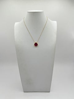 GIA Mozambique Ruby Pear Bezel Necklace in 18K Yellow Gold