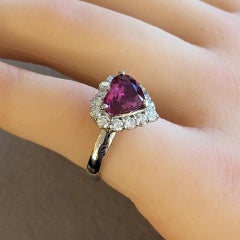 GIA Mozambique Unheated Heart Shaped Ruby and Diamond Ring in Platinum