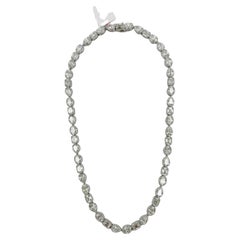GIA Multi-Shape White Diamond Bezel Necklace in 18K White Gold