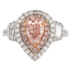 GIA Natural 1.03 Carat Fancy Orangey Pink Diamond Platinum Engagement Ring