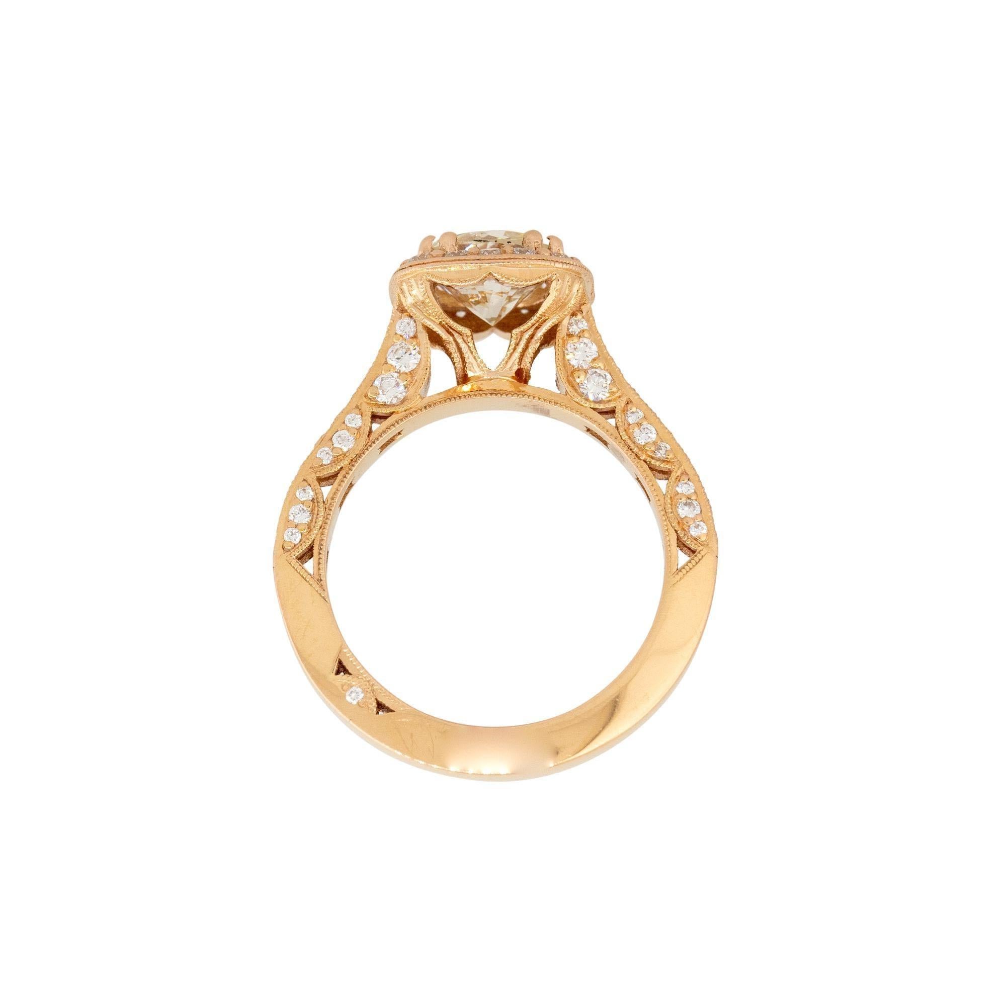 Women's GIA Natural 1.63 Carat Round Brilliant Diamond 18 Karat Engagement Ring In Stock For Sale