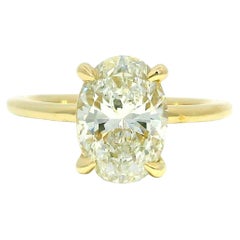 Verlobungsring, GIA natürlicher 2,00 Karat Diamant im Ovalschliff 18 Karat, auf Lager