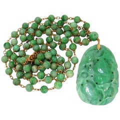 GIA Natural 210 Carat Jade Bead Necklace and No Enhancements*