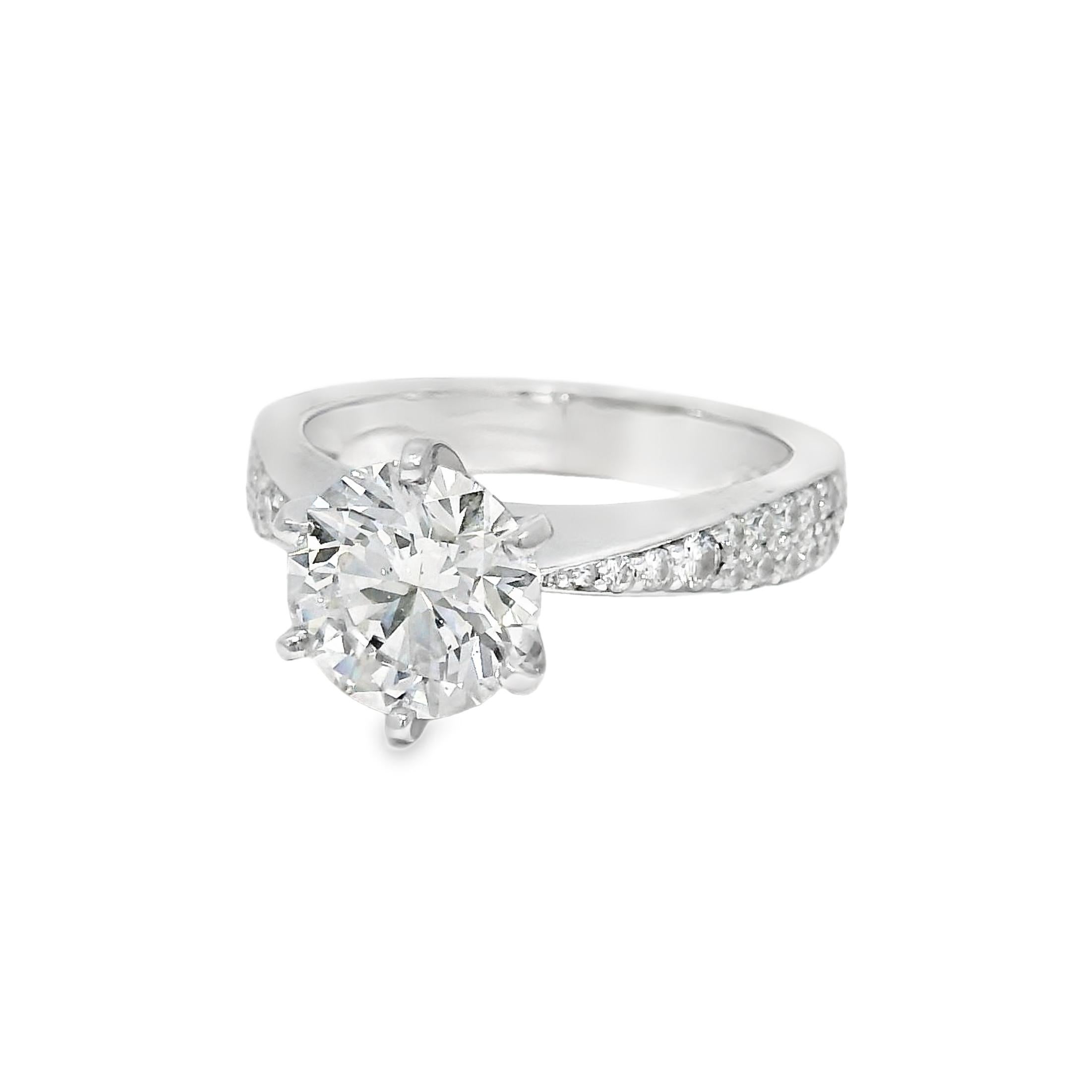 Modern GIA Natural 2.13 Carat Round Brilliant-Cut Diamond Engagement Ring In Stock For Sale