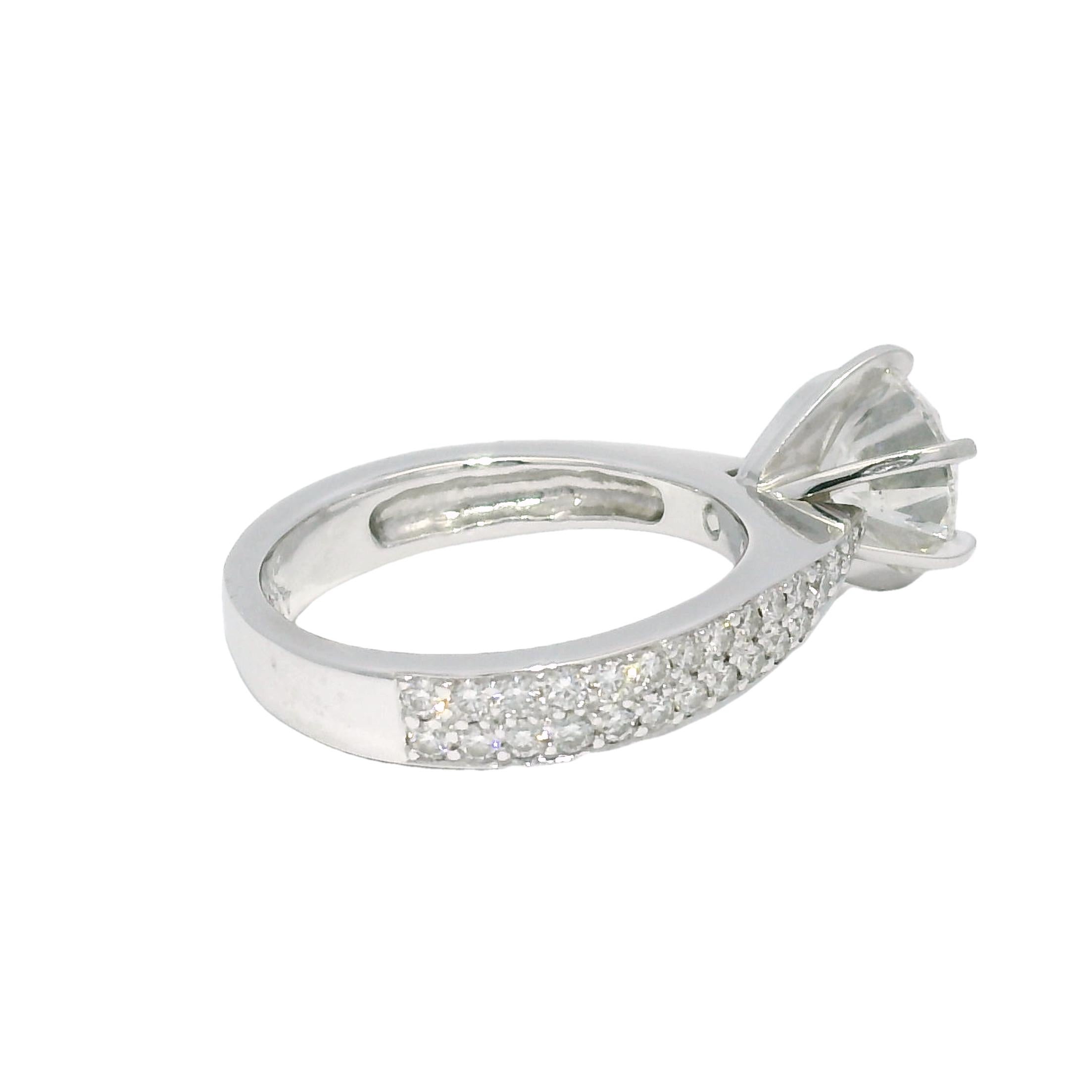 Women's GIA Natural 2.13 Carat Round Brilliant-Cut Diamond Engagement Ring In Stock For Sale