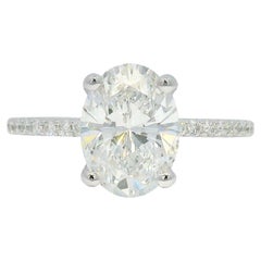 Bague de fiançailles 14 carats de 2,21 carats de taille ovale certifiée GIA