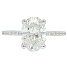 Bague de fiançailles 14 carats de 2,21 carats de taille ovale certifiée GIA