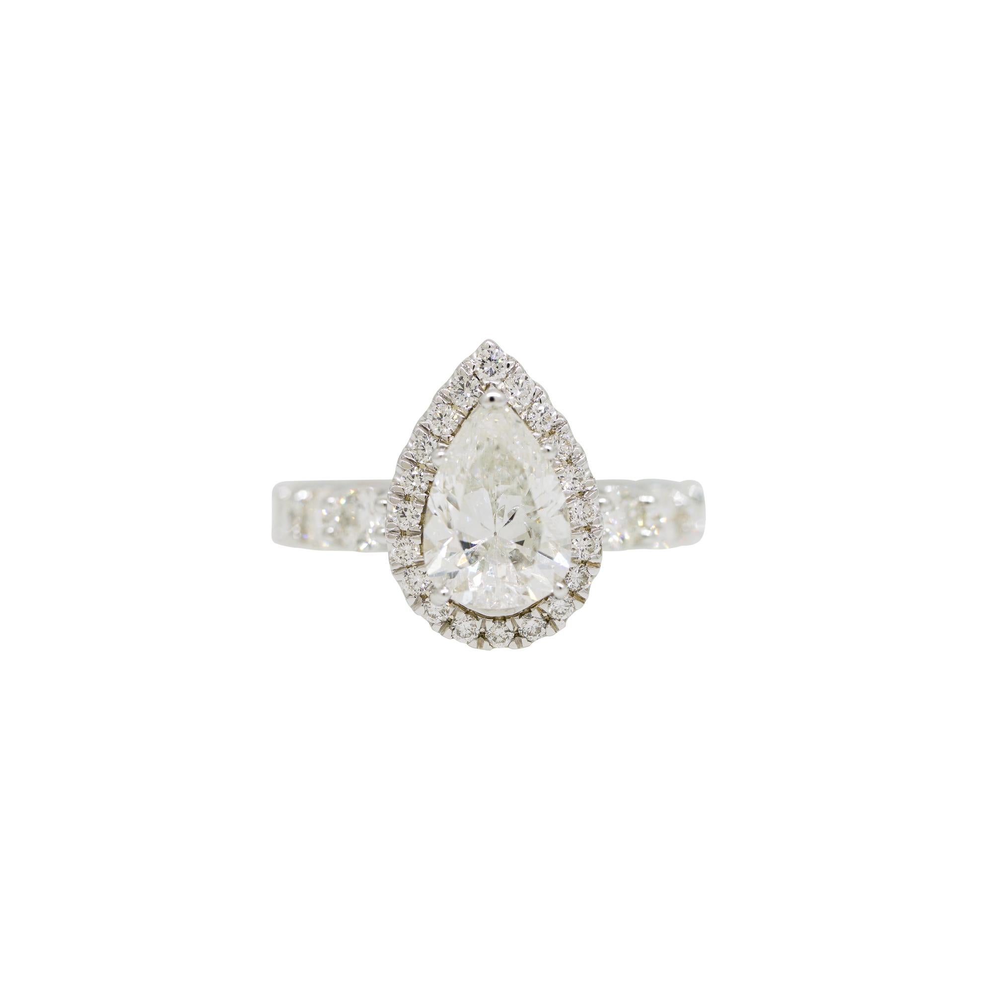 GIA 14k White Gold Natural 2.37 Carat Pear Brilliant Diamond Halo Engagement Ring

Style: Halo Diamond Engagement Ring
Material: 14k White Gold
Main Diamond Details: 
The main diamond is a natural 2.37-carat Pear Brilliant cut Diamond.
The main