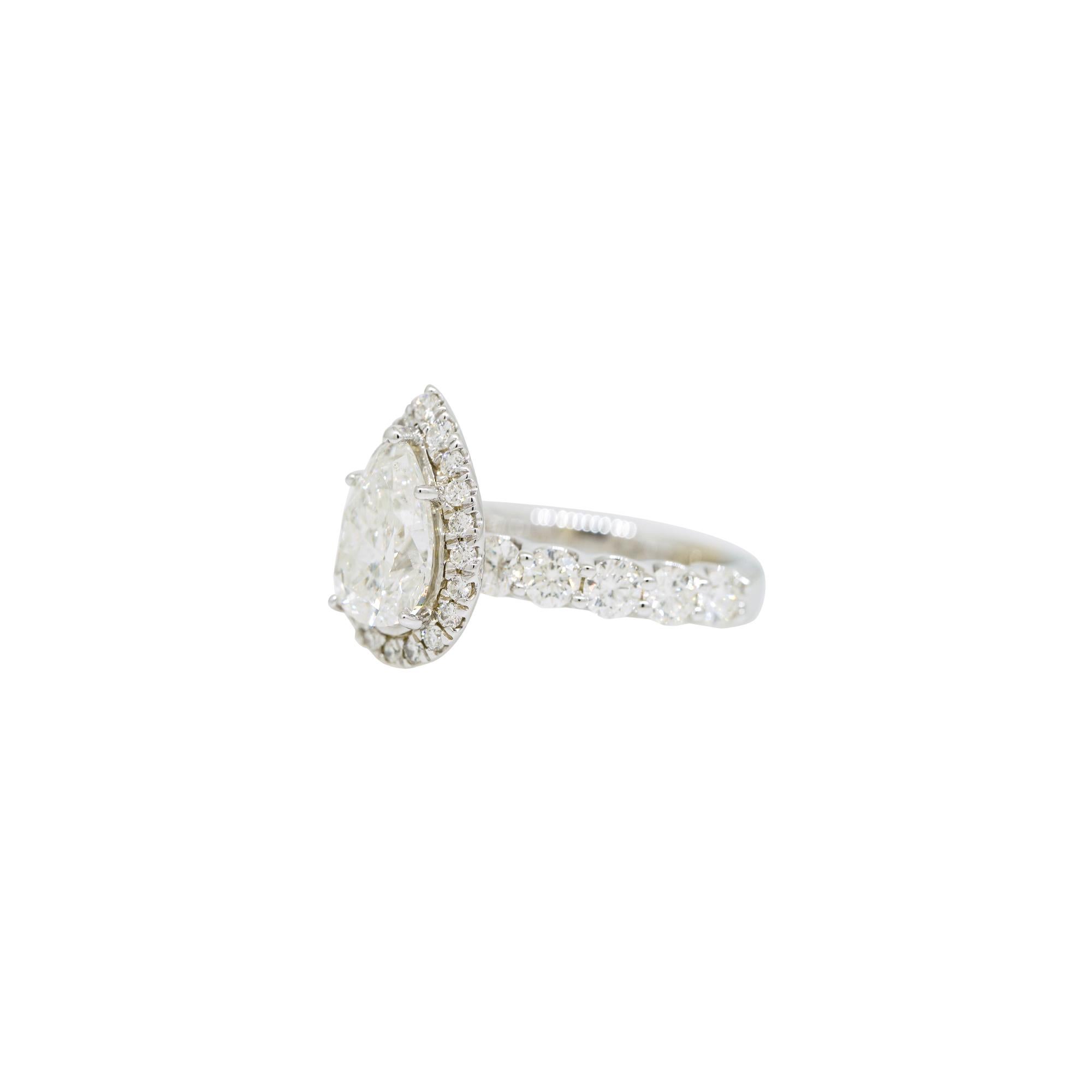 GIA Natural 2.37 Carat Pear Brilliant Diamond 14-Karat Engagement Ring In Stock In Excellent Condition For Sale In Boca Raton, FL